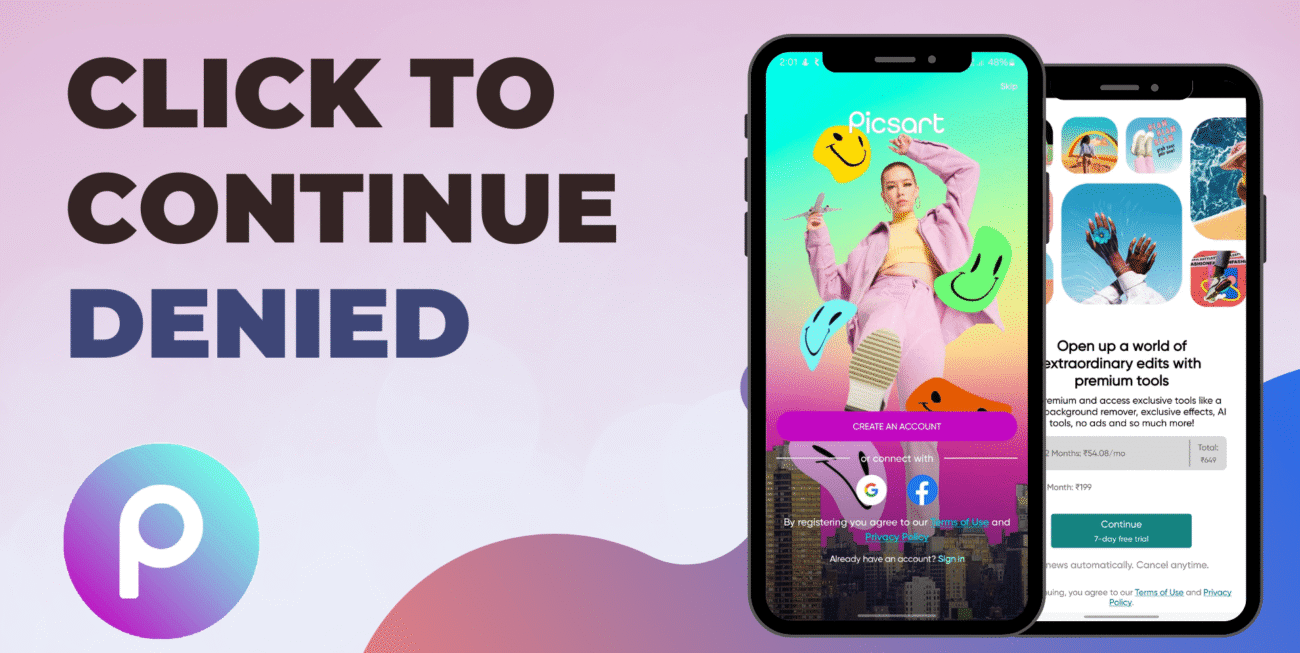 Showcasing two images of Picsart app