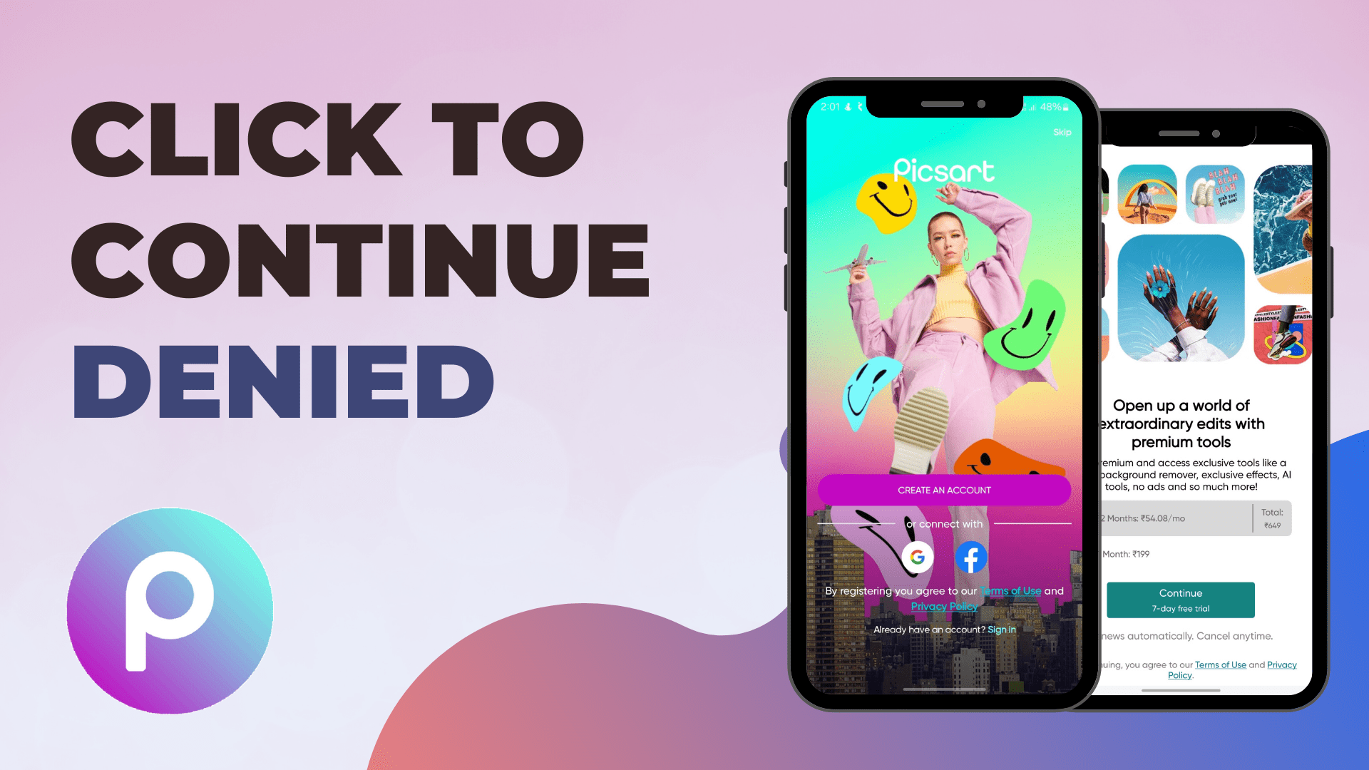 Showcasing two images of Picsart app